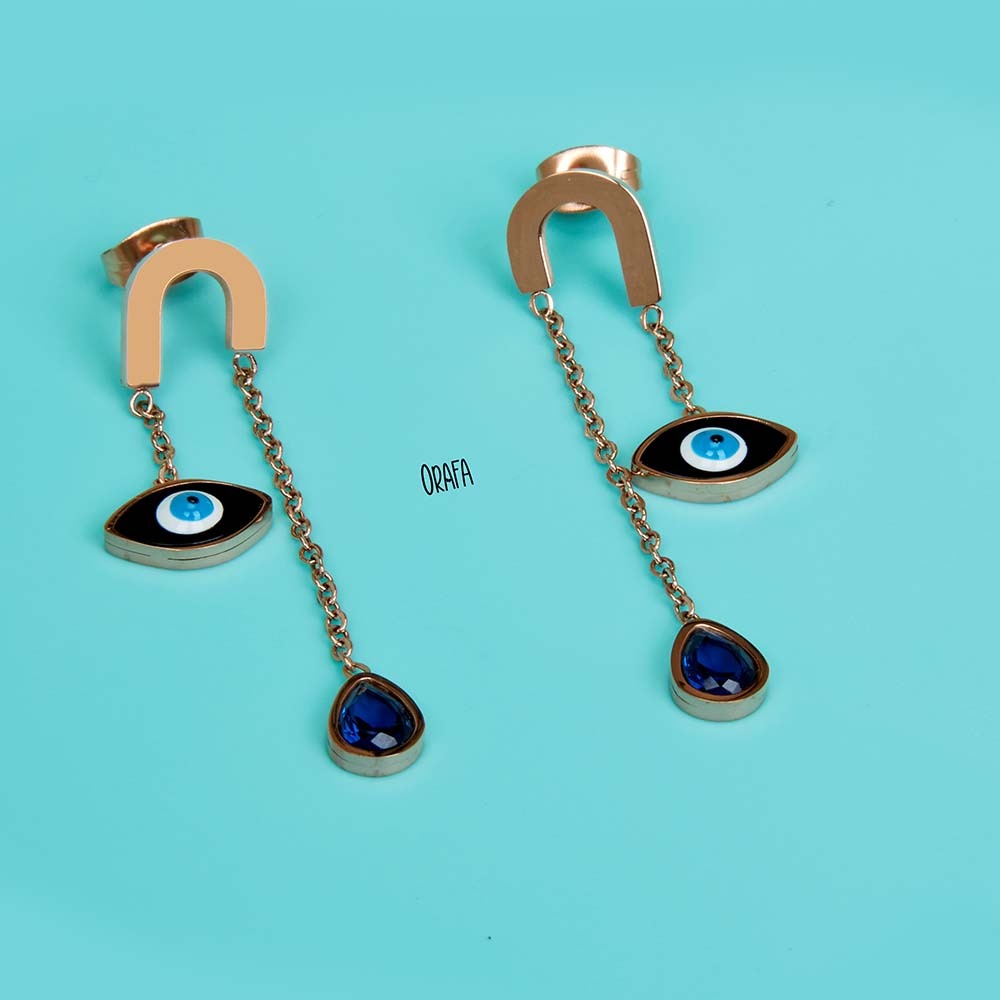 Evil Eye Earrings - Navy Nazar Hoops – SULTAN PRIVÉ